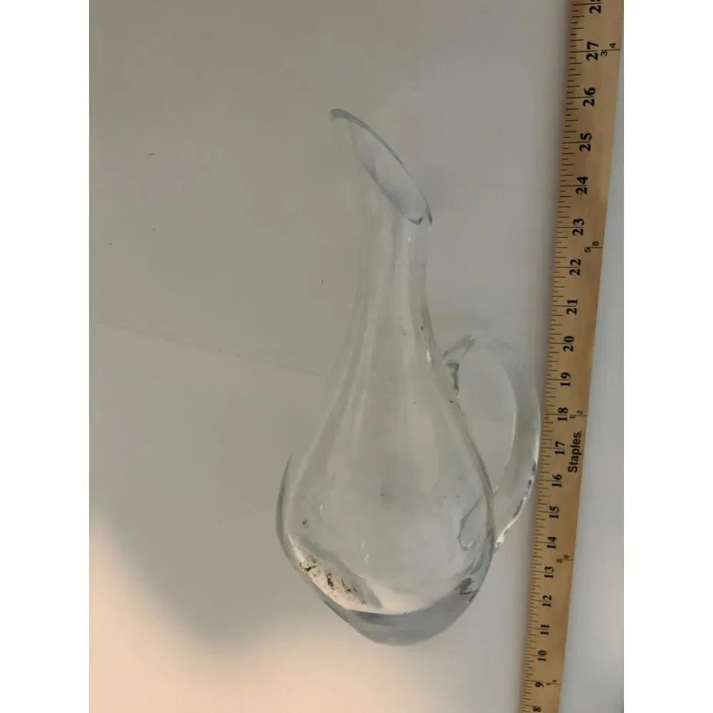 clear glass slanted tipsy pitcher decanter with handle